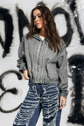 Carnie Şeritli Kapşonlu Ceket